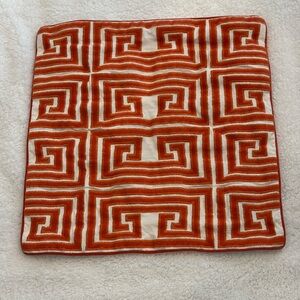 Williams Sonoma Home 18x18 Embroidered Greek Key Pillow Cover EUC